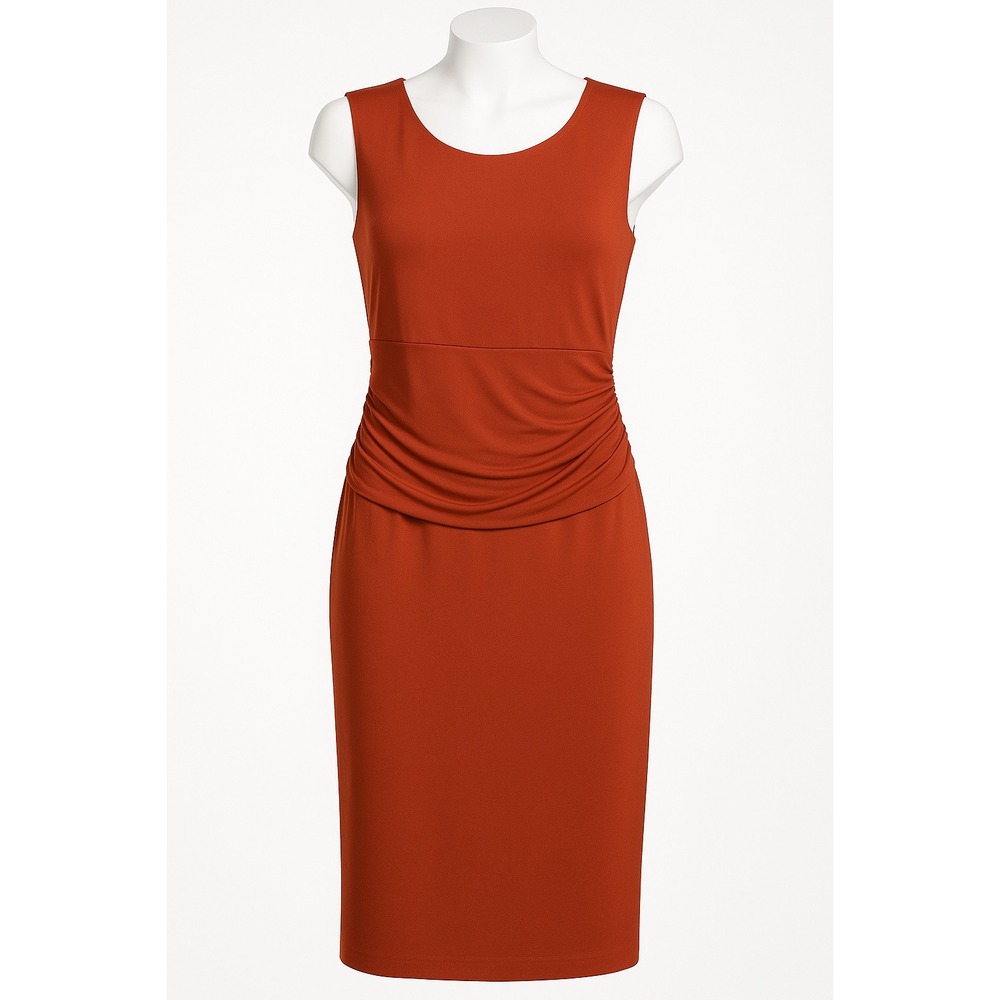 Nine West Ruched Sheath Dress Sienna Pumpkin Orange Size 6 NWT